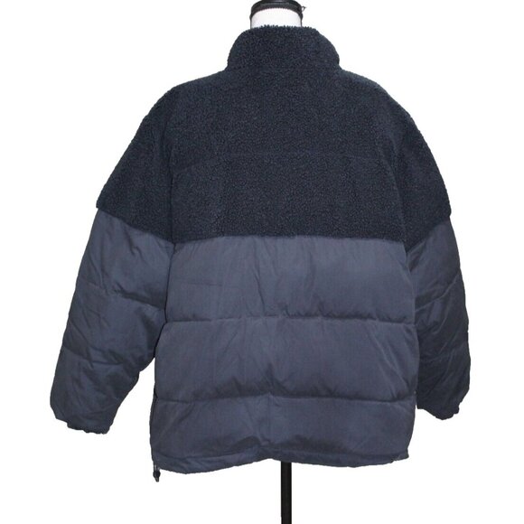 Good American 90s Sherpa Trucker Jacket Mix Blue Shearling Oversized Size 4 XL - Picture 4 of 13